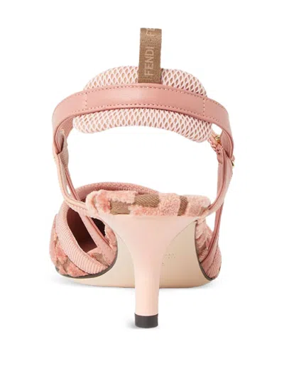 Fendi Pink Ff Velvet Colibrì Lite Slingback In Pink