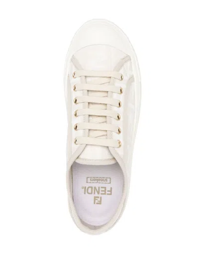 Fendi Domino Ff Low-top Sneakers In White