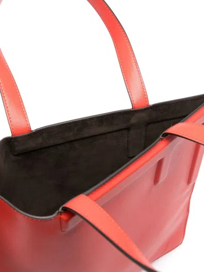 Fendi Leather Tote Medium Colour-block Design In Red