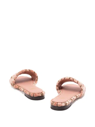 Fendi Velvet Slide Ff Open Toe Flat Sole In Animal Print