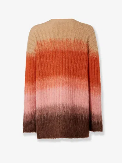 Fendi Gradient Knit Cardigan Featuring Front Pockets In Multi