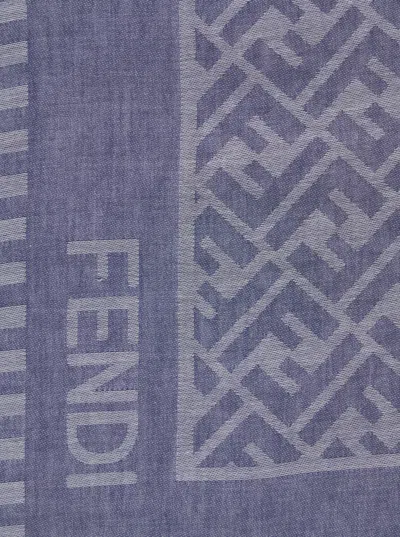 Fendi Women Scialle In Cotone Ff In Blue