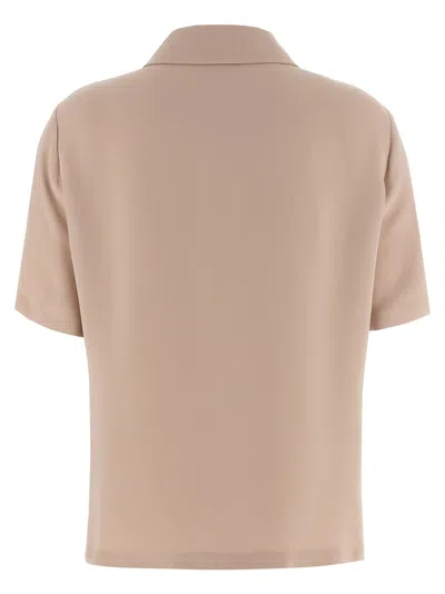Fendi Polo Silk Shirt Short Sleeves In Pink