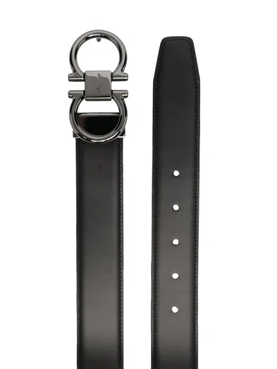 Ferragamo Logo Belt In Black