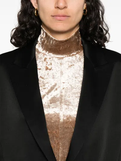 Forte Forte Tailored Double-breasted Jacket Featuring Flap Pockets In Black