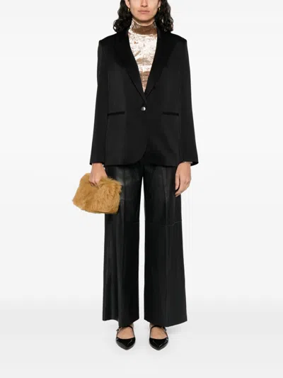 Forte Forte Tailored Double-breasted Jacket Featuring Flap Pockets In Black