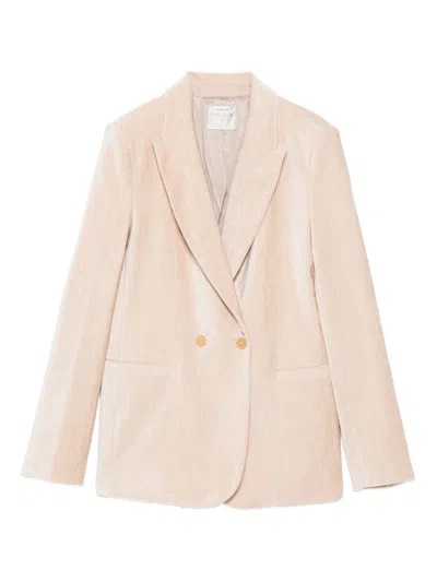 Forte Forte Double-breasted Velvet Jacket Featuring Pockets In Pink