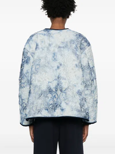 Forte Forte Floral Pattern Cotton Jacket Featuring Pockets In Blue