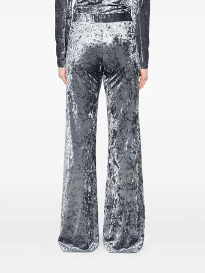 Forte Forte Stretch Velvet Wide Leg Trousers In Gray