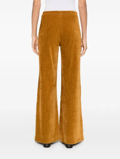 Forte Forte Double Velvet High Waist Pants In Brown