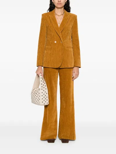 Forte Forte Double Velvet High Waist Pants In Brown