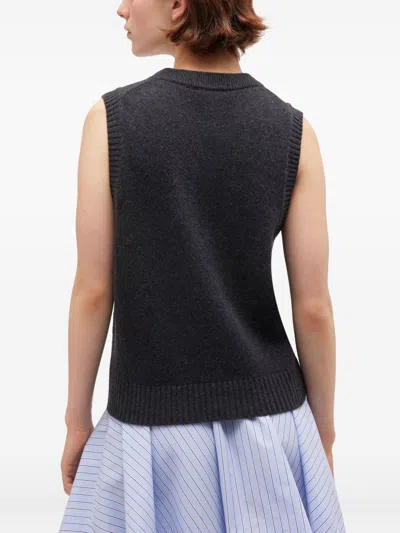 Ganni Flowers Grey Vest In Multi