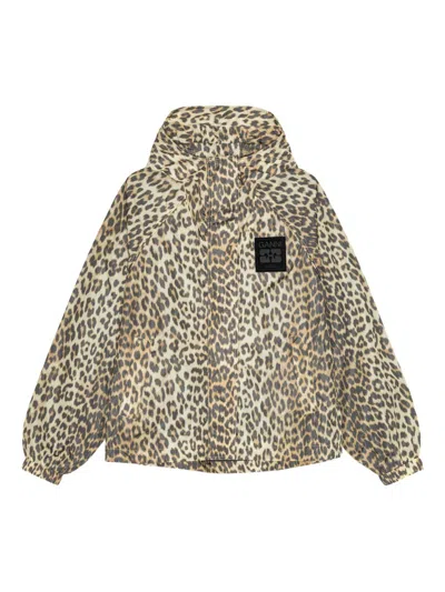 Ganni Leopard Print Jacket In Brown