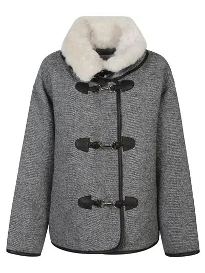 Iro Shearling Toggle Jacket In Multi