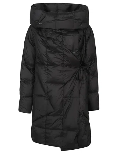 Add Matte Finish Short Quilted Jacket With Adjustable Features In Black