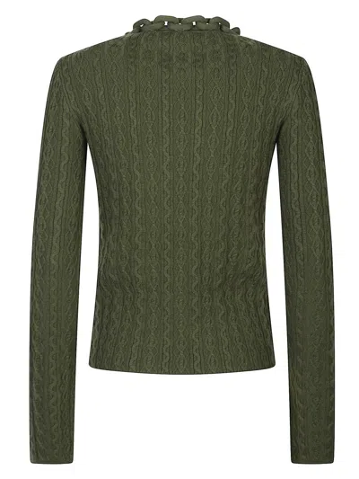 Rabanne Khaki Sweater With  'xl Link' Chain Applied In Green