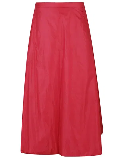 Add Nylon Bright Super Nova Long Skirt In Red