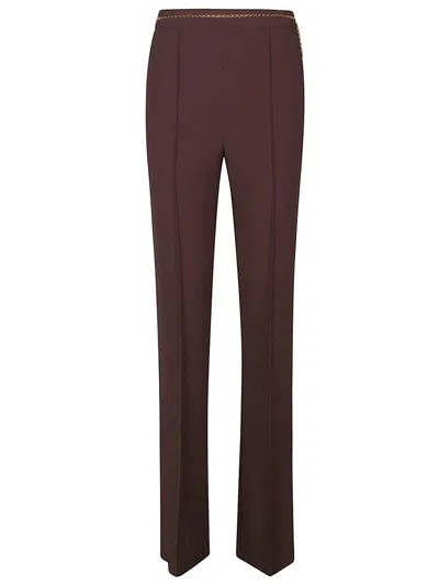 Elisabetta Franchi Tailored Straight Leg Trousers With Minimalist Design In Burgundy
