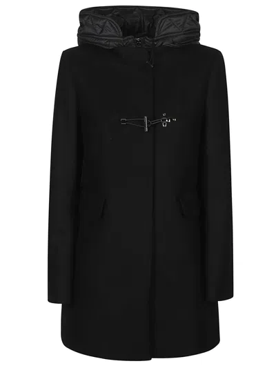 Fay Toggle Coat In Wool Cloth In Black