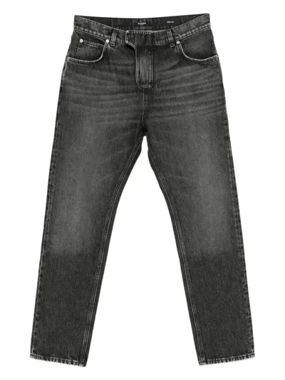 Balmain Jeans With Logo Appliqué In Black