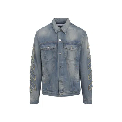 Off-white Blue Patch Skate Cotton Jacket Jacket In Blue