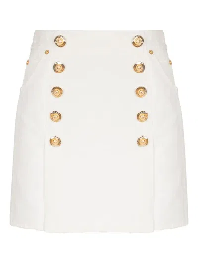 Balmain Canvas Skirt In White
