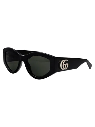 Gucci Black-black-grey Recycled Acetate Sunglasses In Black