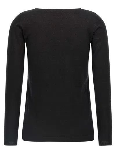 Brunello Cucinelli Boat Neck Cashmere & Lurex Knit Sweater In Black