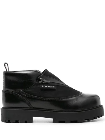 Givenchy Leather Workboot Slip On Sneakers With Chunky Sole In Black