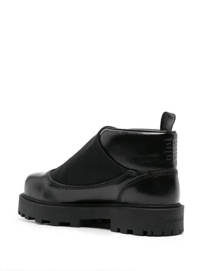 Givenchy Leather Workboot Slip On Sneakers With Chunky Sole In Black