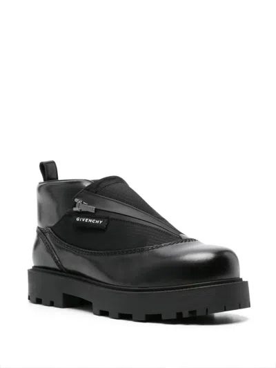 Givenchy Leather Workboot Slip On Sneakers With Chunky Sole In Black