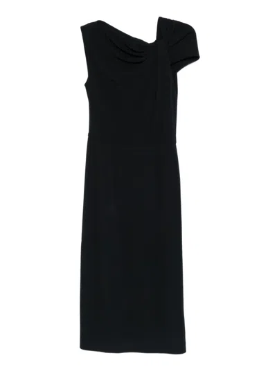 Givenchy Draped-detail One-shoulder Midi Dress In Black