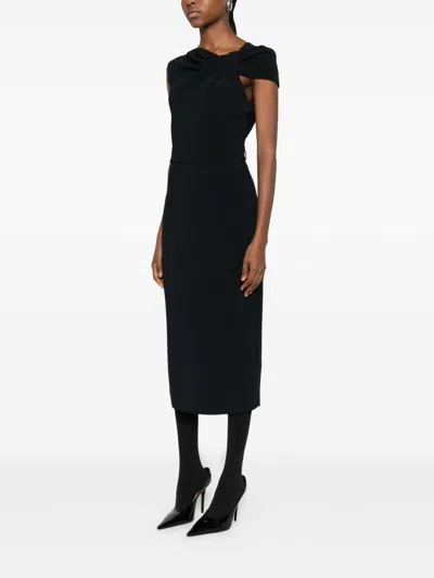 Givenchy Draped-detail One-shoulder Midi Dress In Black