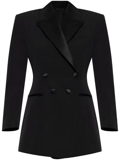 Givenchy Double-breasted Blazer With Pleated Back In Black