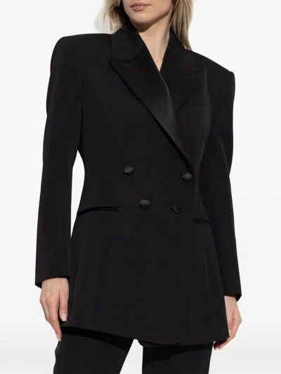 Givenchy Double-breasted Blazer With Pleated Back In Black