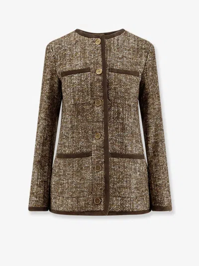 Golden Goose Coffee-colored Wool Tweed Jacket In Brown