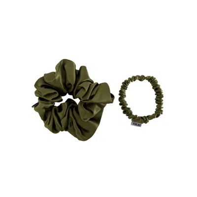 Sylki Women's Silk Scrunchie Bundle - Green In Green