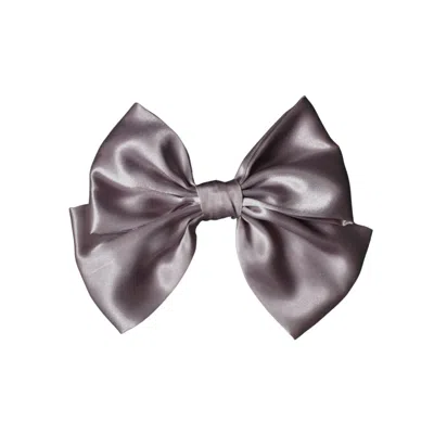 Sylki Women's Grey / Silver Short Hair Bow - Silver Grey In Gray