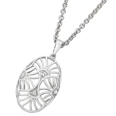 Lucy Quartermaine Art Deco Oval Pendant In Silver