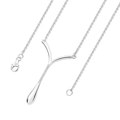 Lucy Quartermaine Women's Silver Diamond Drop V Pendant In Silver
