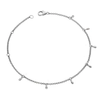 Lucy Quartermaine Women's Solid Sterling Silver Multi Drop Anklet In Metallic