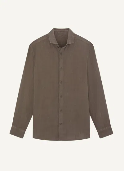 Frescobol Carioca Antonio Linen Shirt In Brown