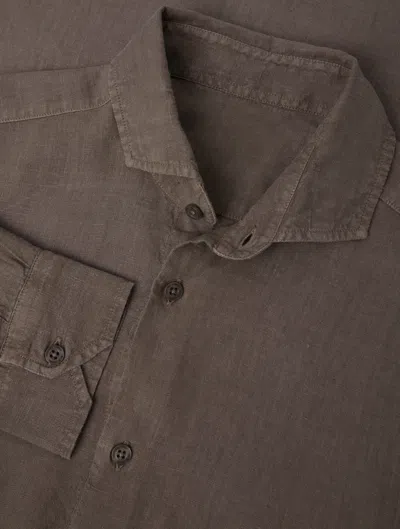Frescobol Carioca Antonio Linen Shirt In Brown