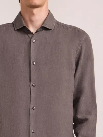 Frescobol Carioca Antonio Linen Shirt In Brown