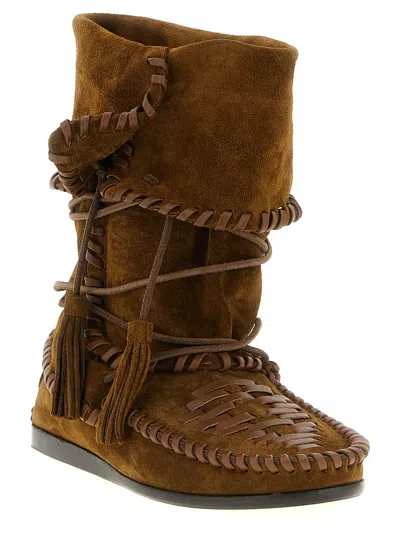 Isabel Marant Suede Mid-calf Boots Tassel Detail In Blue