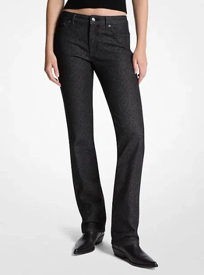 Michael Kors Studded Stretch Denim Cigarette Jeans In Black