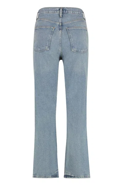Agolde Straight Leg Denim Trousers With Belt Loops In Blue