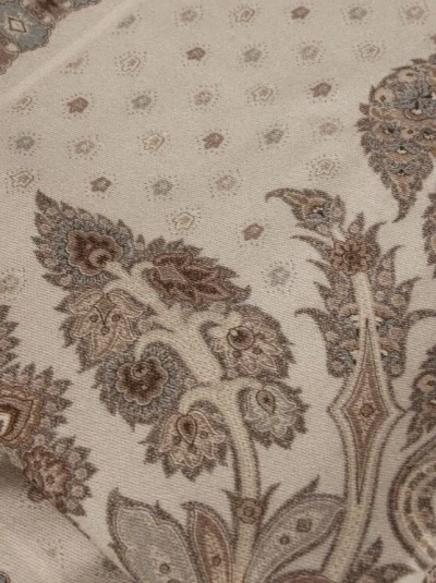 Etro , Plaid Aus Wolle Mit Platziertem Print, Beige In Gray