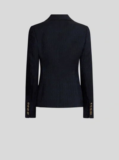 Etro Single-breasted Jacquard Blazer In Blue