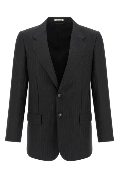 Auralee Pinstripe Blazer In Black